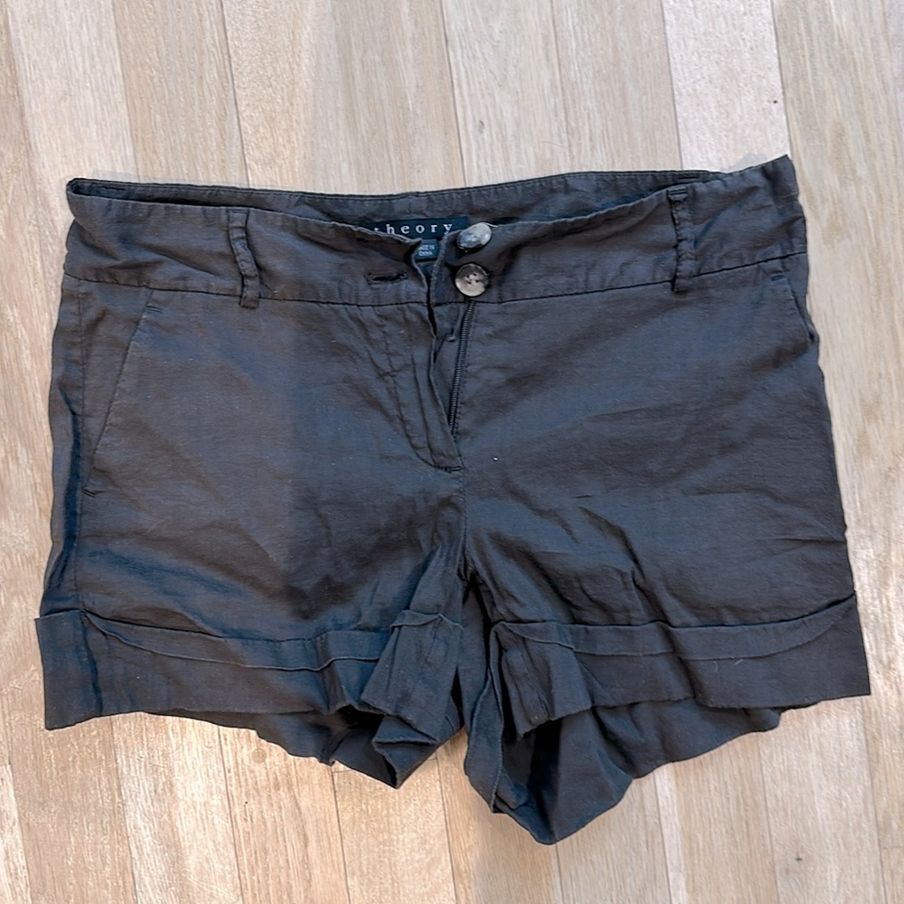 Theory brown linen shorts